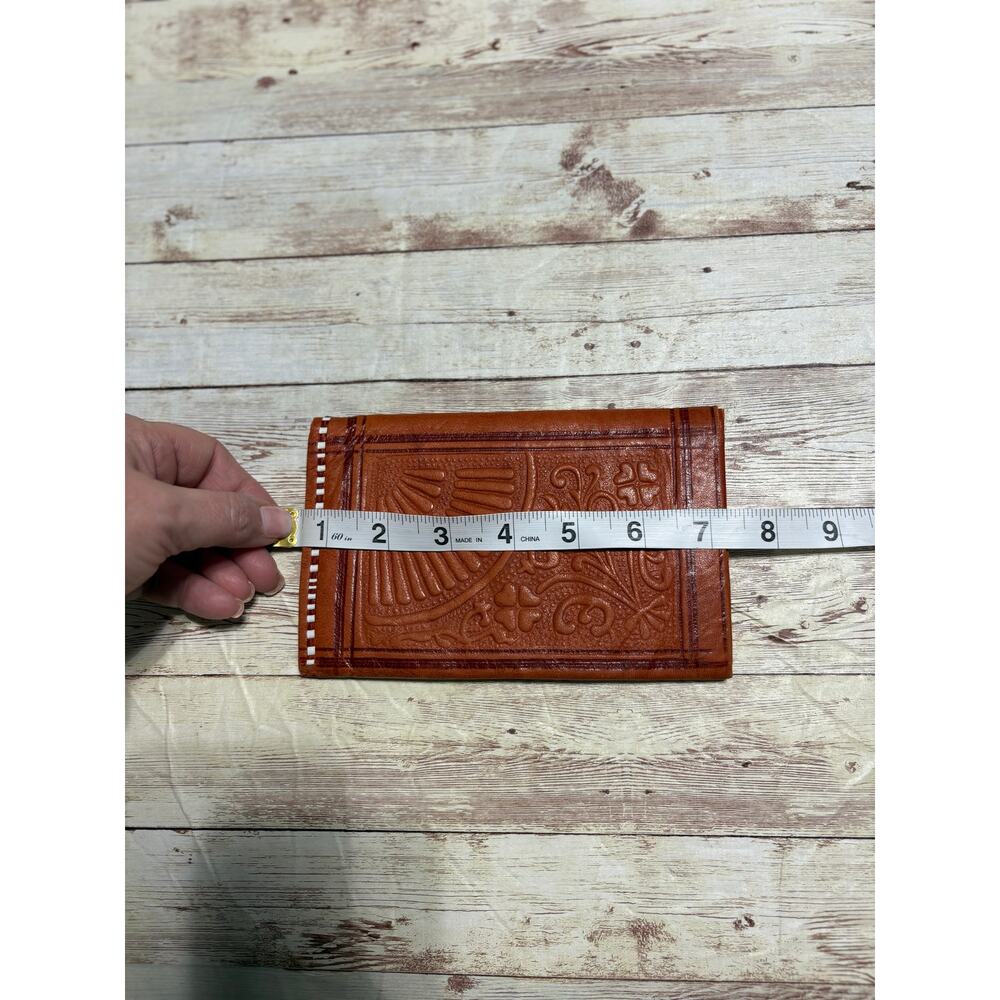Vintage Hand Tooled Brown Leather Wallet Billfold - Picture 7 of 8